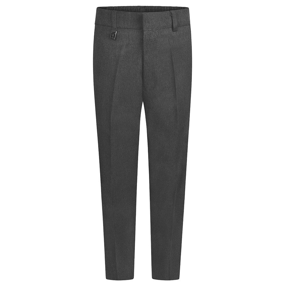 Boys Black Charcoal Grey Navy Blue Slim Fit School Trousers Adjustable Waist Age 3-18 Years