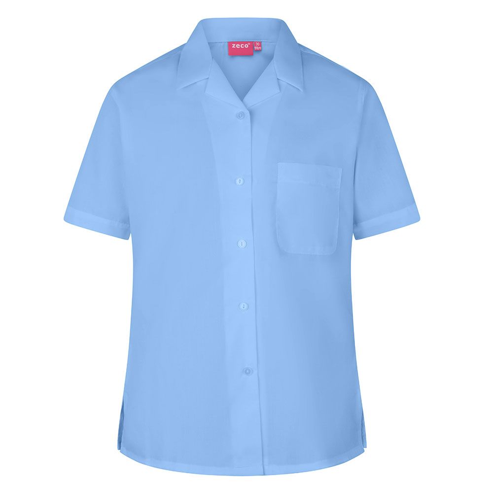 Girls Rever Collar Short Sleeve School Uniform Shirt Blouse All Sizes 20-50 