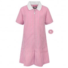 pink gingham school dress front