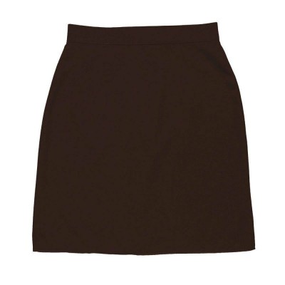 Brown Plain Knee Length School Skirt