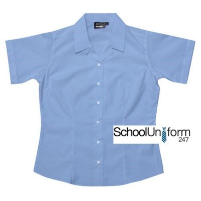 Revere Collar Blue School Blouse