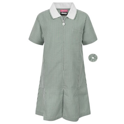 gingham green school summer dress large