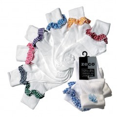 white girls school socks with coloured gingham frill